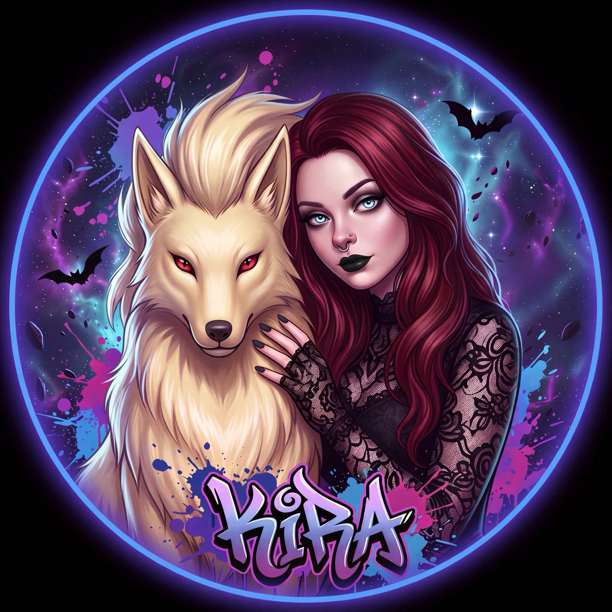 Kira fantasy portrait with wolf artwork