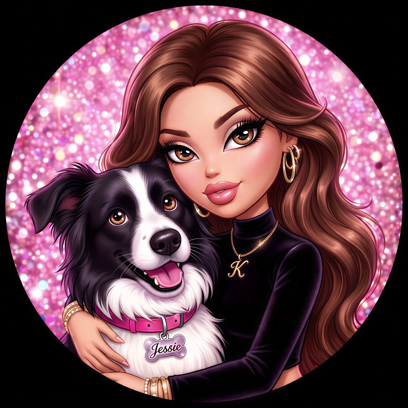 Custom illustrated portrait with pet